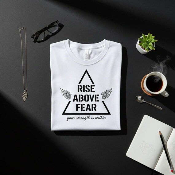 Rise Above Fear PNG | Angel Wings, Motivational Quote (Digital Download)