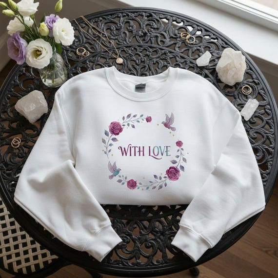 Floral Rose Wreath PNG, With Love Clipart (Digital Download)