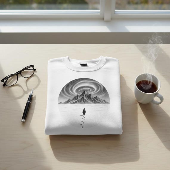 Nihilist Penguin Mountain Sketch, Dark Humor Art (Digital Download)