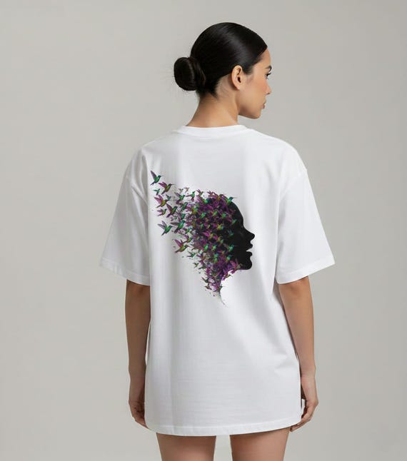 Hummingbird PNG Woman Silhouette, Colibri Goddess Art (Digital Download, Vibrant Colors, Transparent Background)