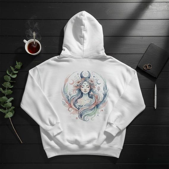 Watercolor Moon Goddess PNG | Celestial Witch, Lotus Flowers (Digital Download)