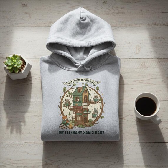 Literary Treehouse PNG | Reading Animals Illustration (Digital Download)