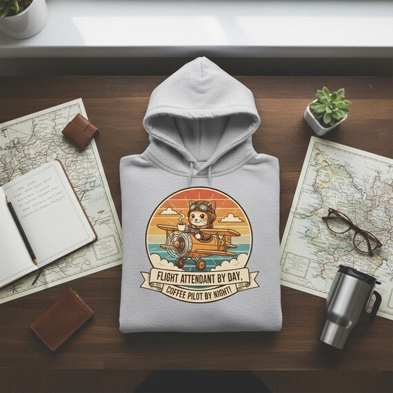 Cat Pilot PNG | Retro Aviation Badge, Flight Attendant Gift (Digital Download)