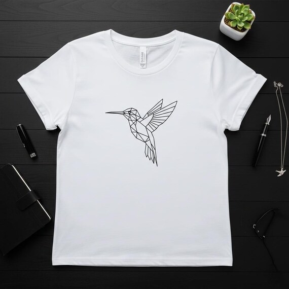 Geometric Hummingbird PNG, Minimalist Tattoo Template (Digital Download)