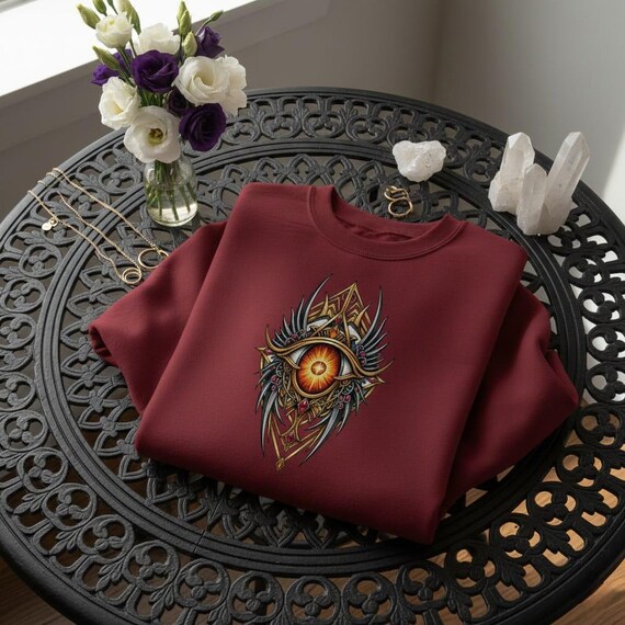 Fiery Eye Emblem PNG: Gothic Warrior Shield, Arcane Sun God (Digital Download)