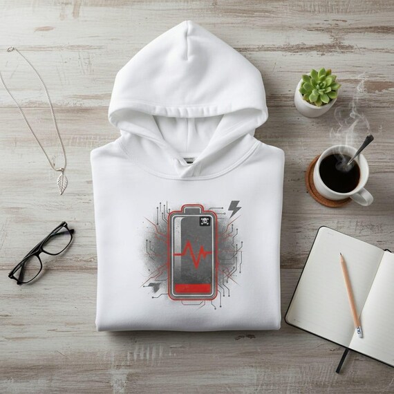 Low Battery Skull PNG Clipart: Cyberpunk Burnout Design (Digital Download)