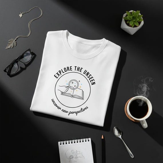 Explore The Unseen PNG: Book & Magnifying Glass Clipart (Digital Download)