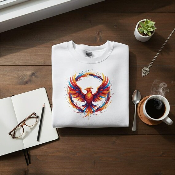 Watercolor Phoenix PNG: Mythic Firebird Illustration (Transparent Background)