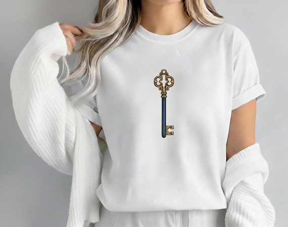Vintage Skeleton Key PNG, Ornate Gold & Navy Illustration (Digital Design)