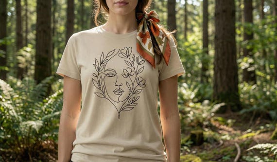 Woman Face Floral Line Art SVG PNG Clipart (Digital Download)