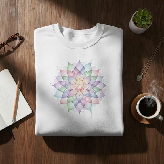 Pastel Watercolor Lotus Flower Clipart, Ethereal Zen Design (PNG Digital Download)