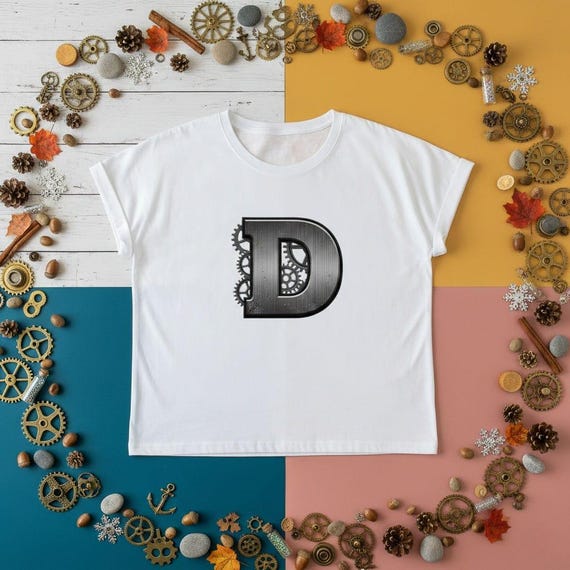 Steampunk Letter D PNG | 3D Metal Gear Initial (Digital Download)