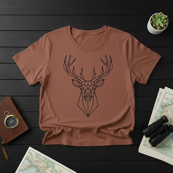 Geometric Deer Head PNG, Minimalist Stag Art, Tattoo Design (Digital Download)