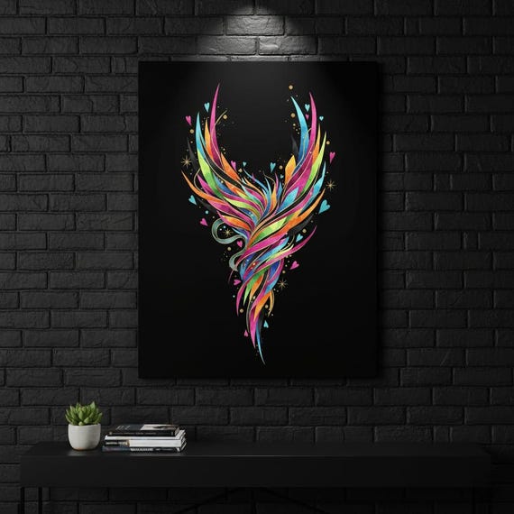Colorful Phoenix PNG, Abstract Watercolor Bird Art (Digital Download, Sublimation Ready)