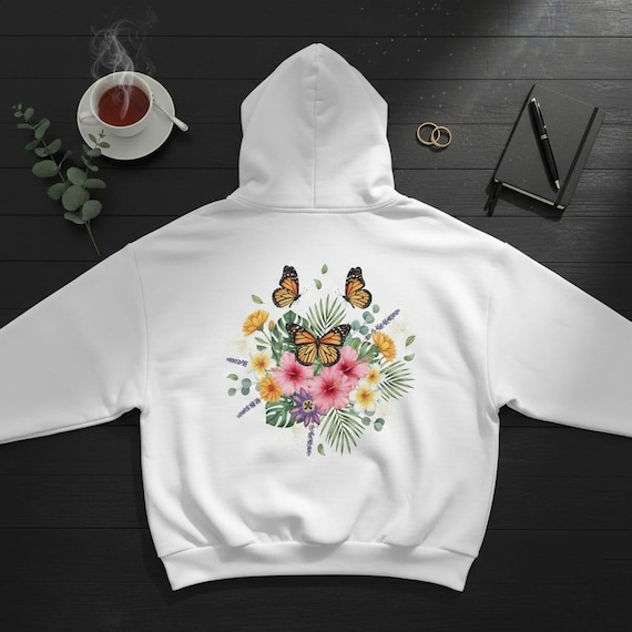 Watercolor Monarch Butterfly Floral Clipart | Tropical PNG (Digital Download)