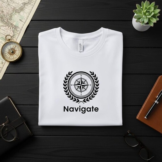 Nautical Compass PNG, Windrose Laurel Wreath, Sailor Design (Digital Download)