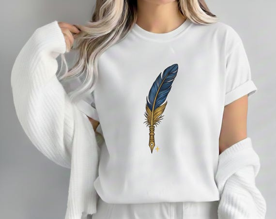 Vintage Quill Pen PNG, Gold Navy Blue Fountain Pen Clipart, Dark Academia Graphic