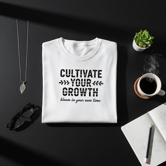 Cultivate Your Growth PNG, Botanical Self-Care Quote (Digital Download)