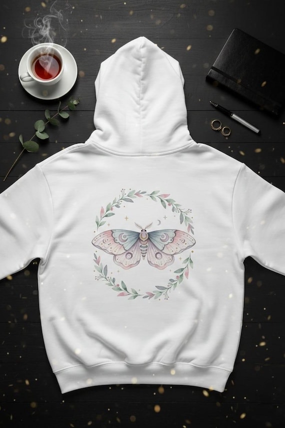 Pastel Luna Moth Wreath PNG | Celestial Botanical Art (Digital Download)