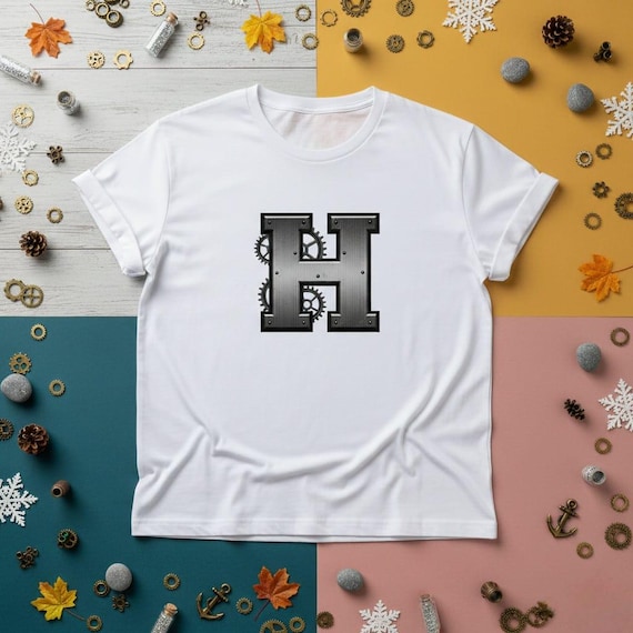 Steampunk Letter H PNG | 3D Metal Gear Initial (Digital Download)