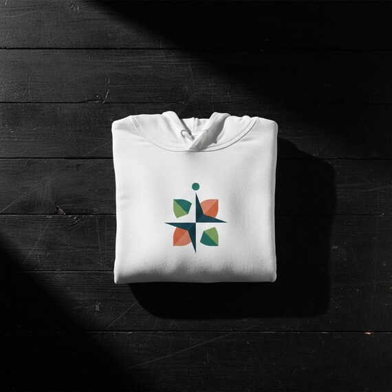 Abstract Compass Leaf PNG: Boho Nature Logo (Digital Download)