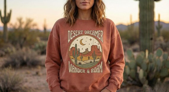 Desert Dreamer Graphic Tee - Retro Southwest Cactus Moon Shirt