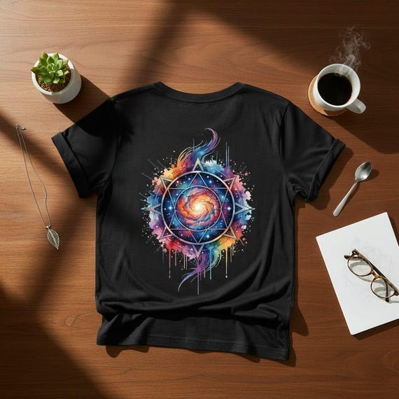 Watercolor Galaxy Hexagram PNG, Sacred Geometry Clipart (Transparent Background)