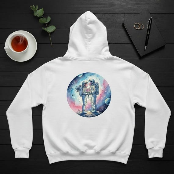 Astronaut Couple Watercolor Clipart | Space Romance PNG (Digital Download)