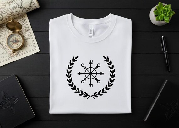Vegvisir Viking Compass, Norse Laurel Wreath Design (Digital Download)