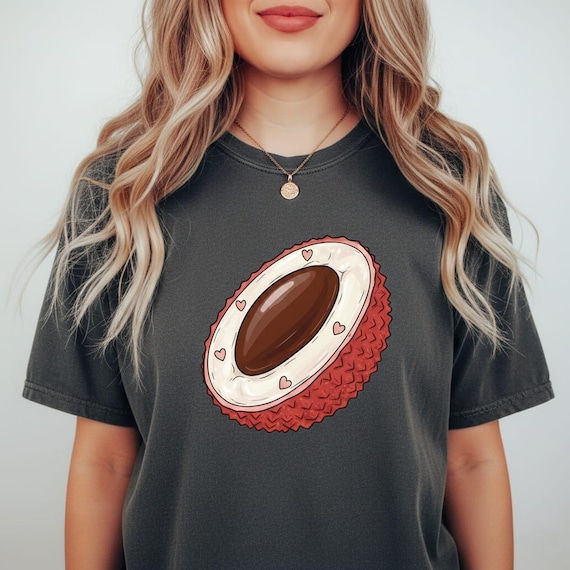 Kawaii Lychee Heart PNG: Tropical Pop Art, Sublimation Design (Digital Download)