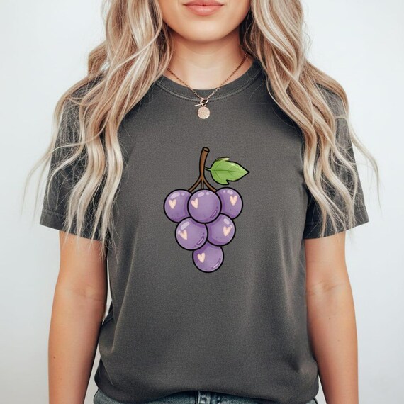 Kawaii Heart Grapes PNG: Tropical Clipart (Instant Download, High Res)