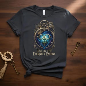 Steampunk Eule Eternity Motor Graphic Tee - Cosmic Art Shirt