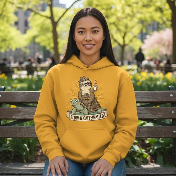 Funny Sloth Riding Turtle Coffee T-Shirt - Sarcastic Graphic Tee