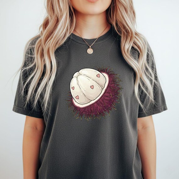 Kawaii Rambutan Slice Vector – Tropical Fruit PNG, Sublimation Design (Digital Download)