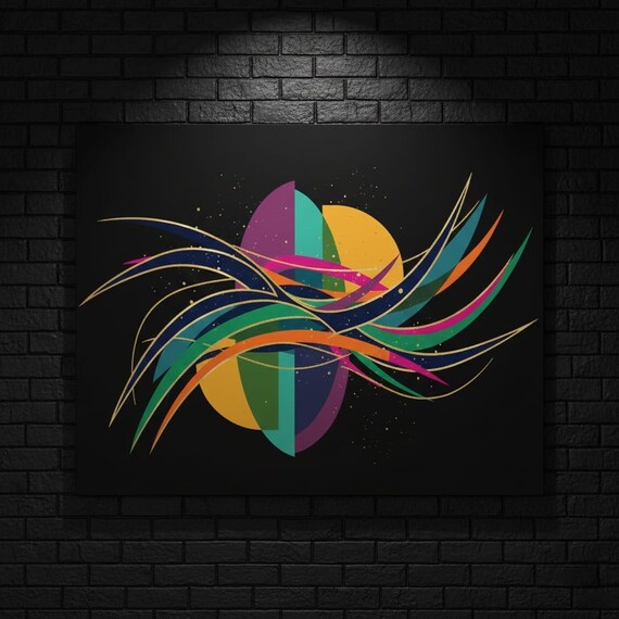 Mid Century Geometric Print, Gold Foil Abstract Art (Digital PNG, Sublimation Ready)