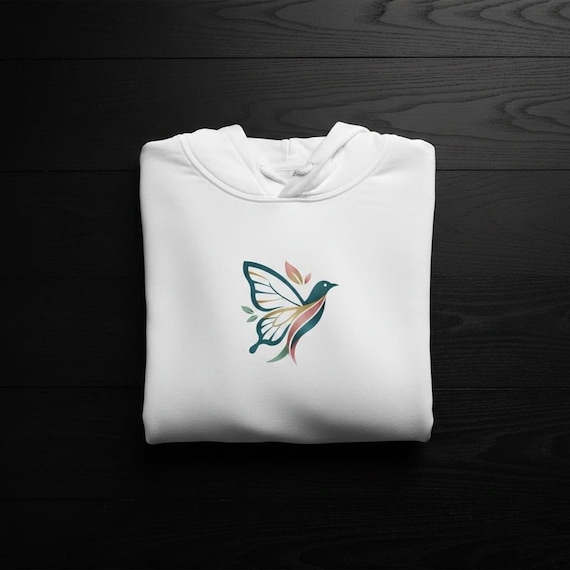 Teal & Gold Butterfly Bird Art, Modern Nature Logo (PNG Digital Download )