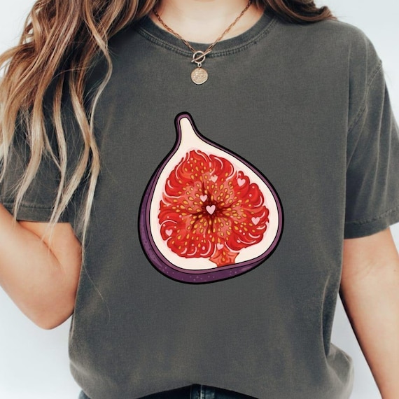 Kawaii Fig Heart Slice: Bright Purple Pink Design - High-Resolution PNG, Sublimation Ready, Fruit Decor