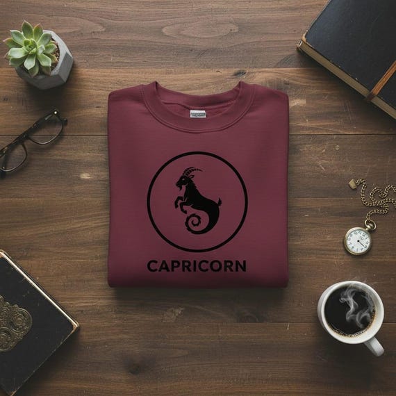 Capricorn Zodiac PNG | Minimal Line Art Sea Goat, Astrology Circle Badge, High-Resolution Printable Digital Download