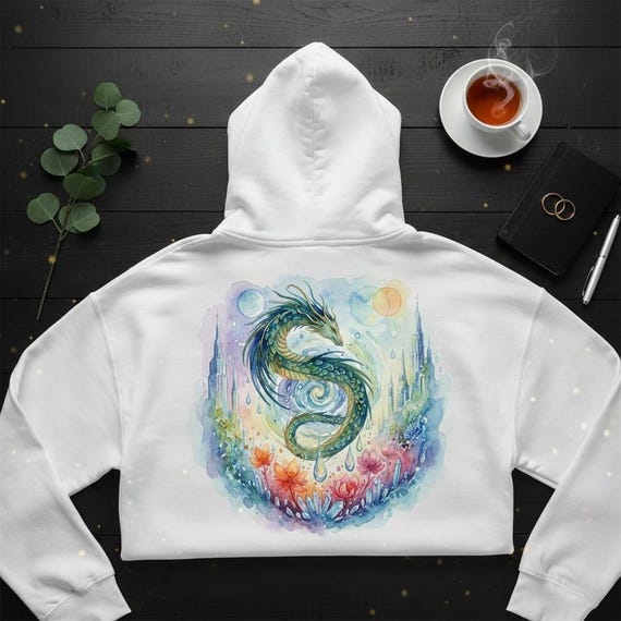 Watercolor Dragon PNG | Crystal Garden, Lotus Flowers (Sublimation Download)