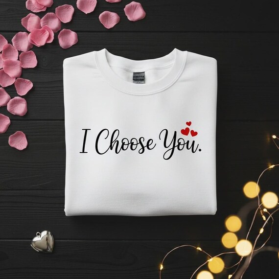 I Choose You PNG, Red Hearts Calligraphy, Valentine's Day Design (Digital Download)