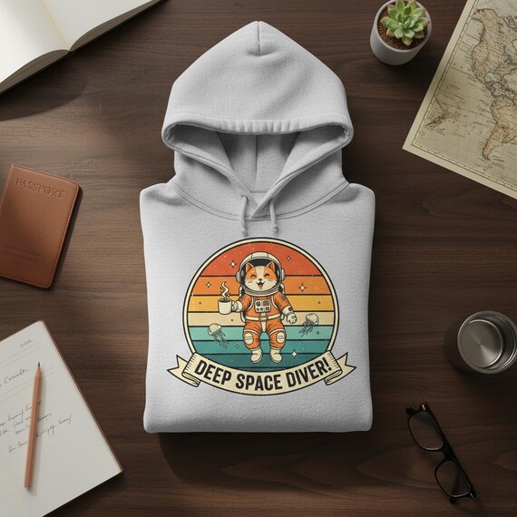 Cat Astronaut PNG | Retro Space Badge, Coffee Mug (Digital Download)