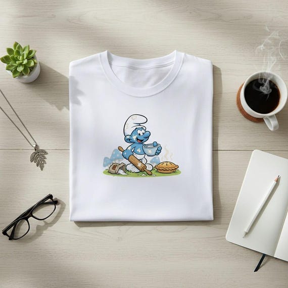 Baker Smurf PNG Clipart: Nostalgic 80s Kitchen Art (Transparent Background)