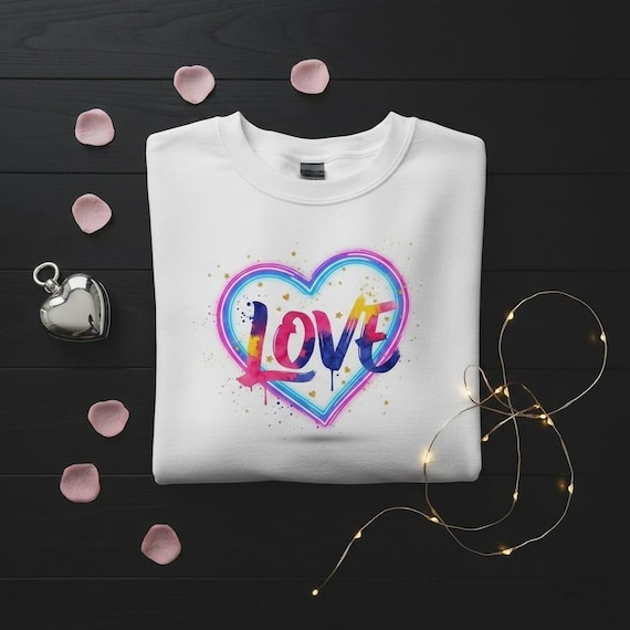 Neon Love Heart PNG, Valentine's Day Sublimation Design (Digital Download)