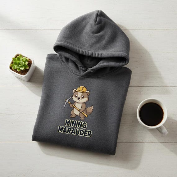 Miner Weasel PNG | Cartoon Mascot Sticker Design (Digital Download)