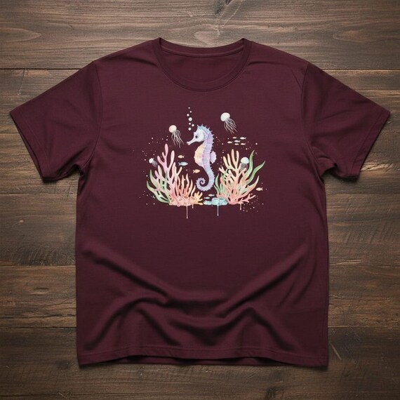 Watercolor Seahorse PNG | Ocean Coral Reef Clipart, Jellyfish & Fish, Pastel Sea Life Illustration, High-Res, Transparent BG