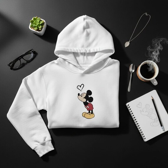 Vintage Mickey Mouse Heart Clipart, Retro Cartoon PNG (Digital Download).