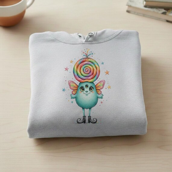 Kawaii Monster PNG | 3-Eyed Fairy with Lollipop Hat (Digital Download)