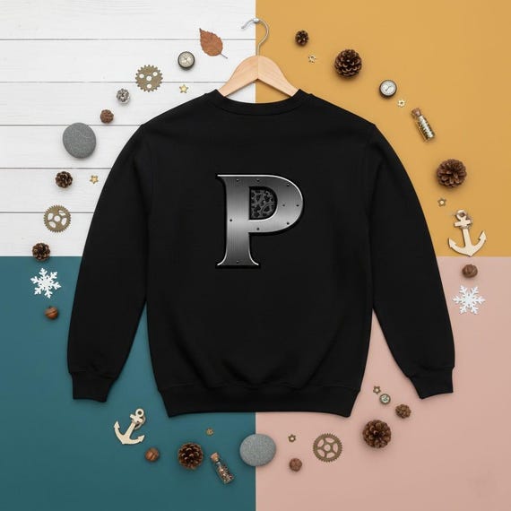 Steampunk Letter P | 3D Metal Gear Monogram (PNG Digital Download)