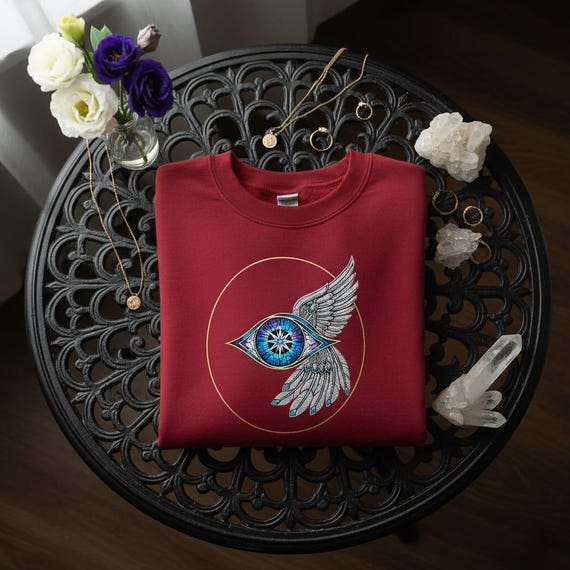 Winged Eye Stained Glass Clipart, Celestial Gothic Emblem (Digital Download)