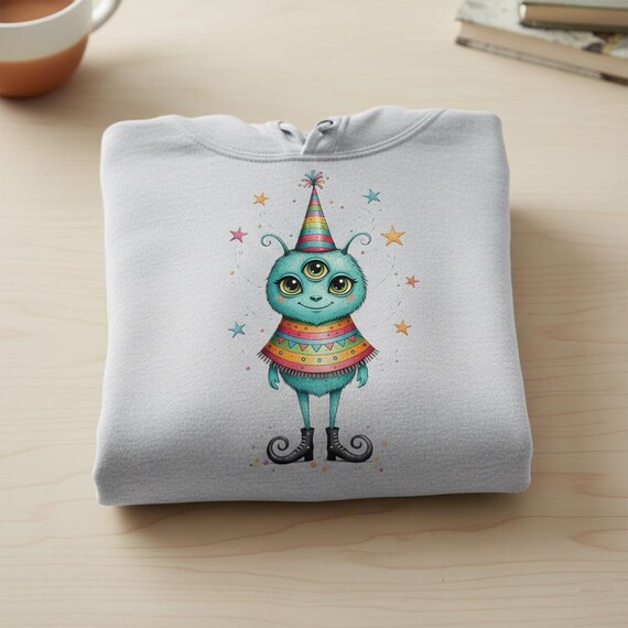 Teal 3-Eyed Monster PNG | Rainbow Party, Kawaii Cartoon (Digital Download)